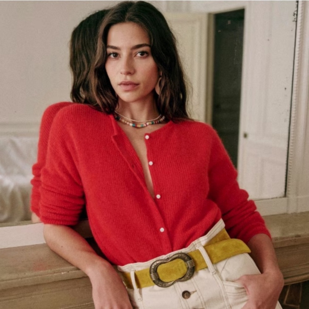 Sézane Gaspard Knit Cardigan - Red